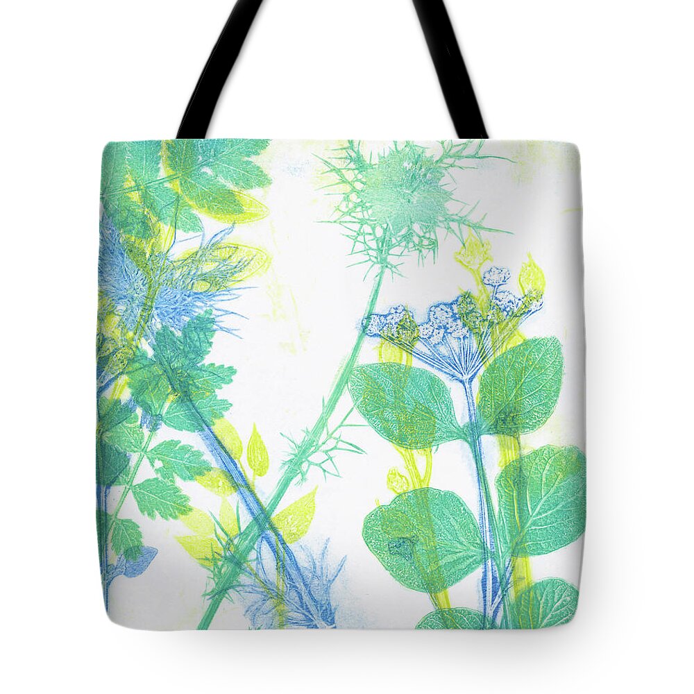 Plant Print Tote Bag featuring the mixed media Plants Monoprint by Kristine Anderson