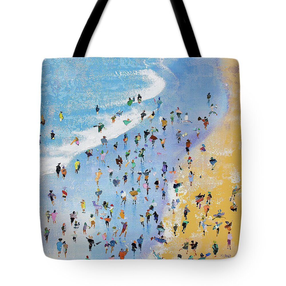 Playing Tote Bag featuring the painting Playing on the Shoreline by Neil McBride