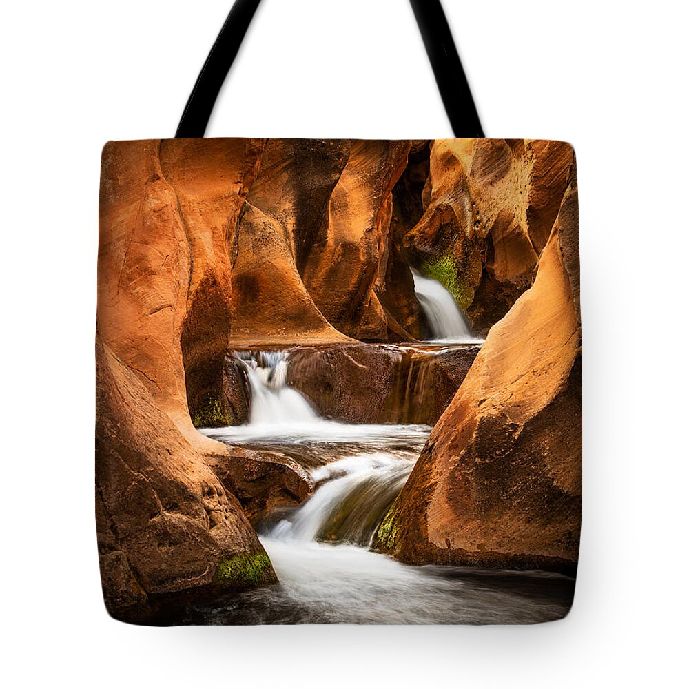 Waterfalls Tote Bag featuring the photograph Pleasant Creek by Peter Boehringer