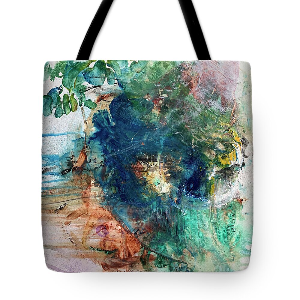 Abstract Art Tote Bag featuring the painting Pleasantries Aside by Rodney Frederickson