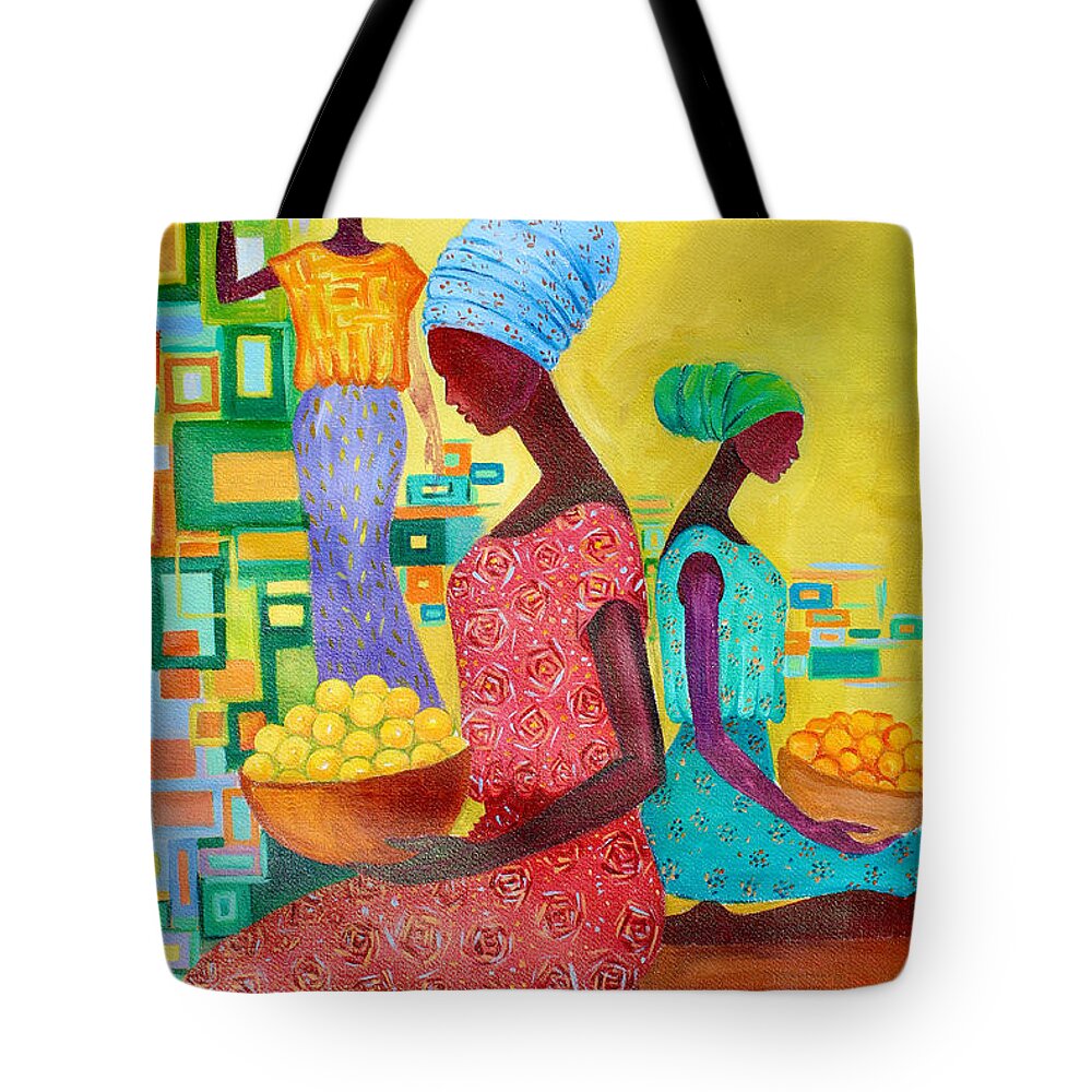 Africa Tote Bag featuring the painting Please Receive by Mahlet