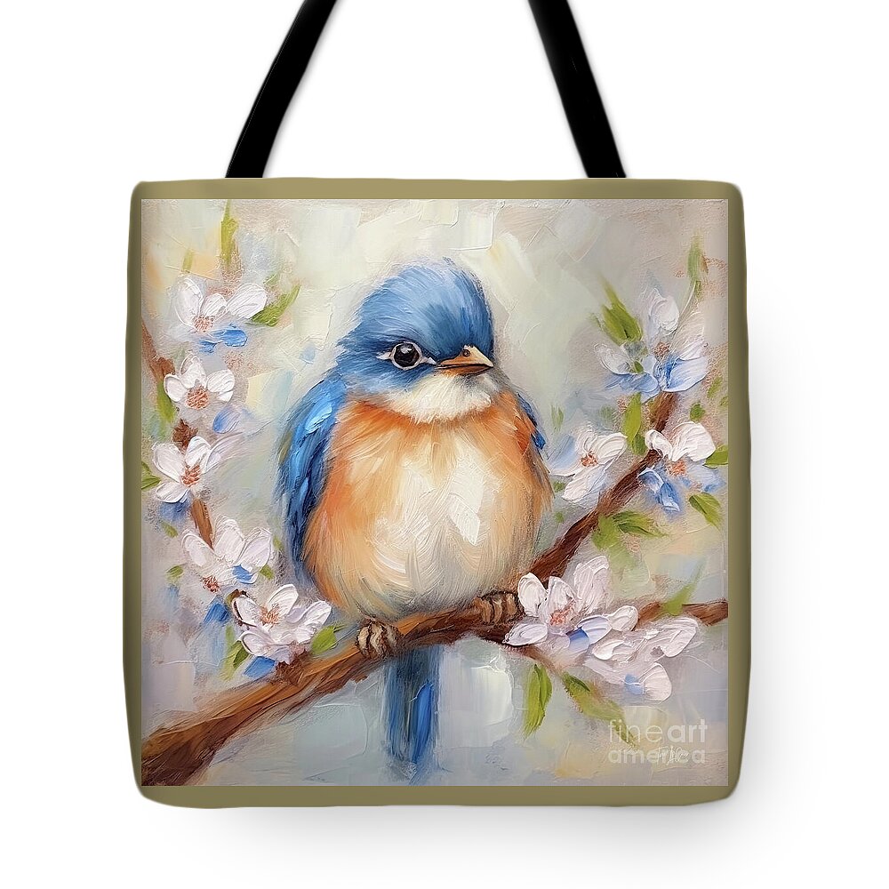 Bluebird Tote Bag featuring the painting Plump Little Bluebird by Tina LeCour