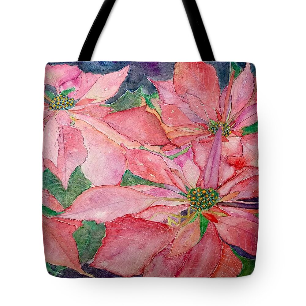 Poinsettia Tote Bag featuring the painting Poinsettia by Janet Immordino