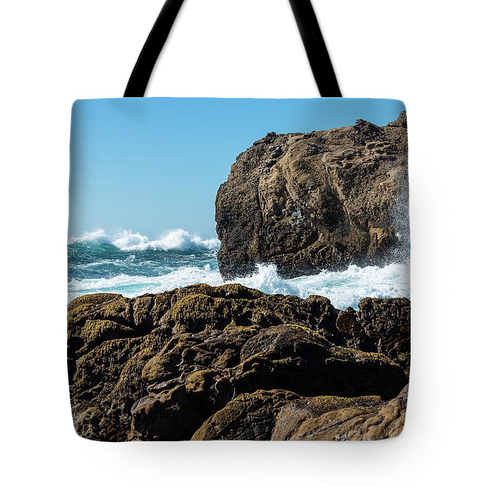 California Tote Bag featuring the photograph Point Lobos Wave Action by Lynn Thomas Amber