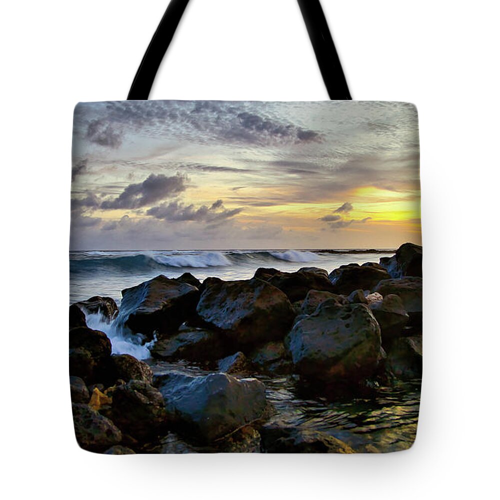 Poipu Tote Bag featuring the photograph Poipu Beach Sunset by Bradley Morris