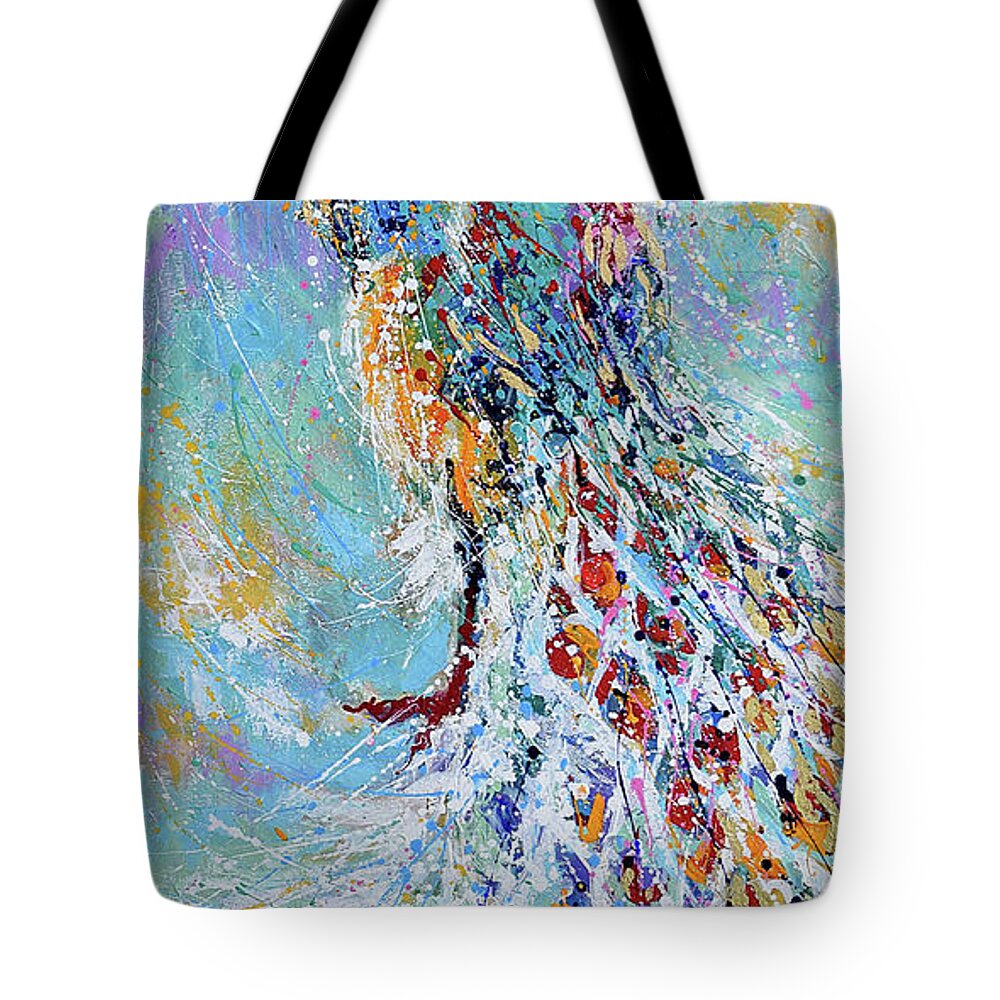 Peacock Tote Bag featuring the painting Poised Glory by Jyotika Shroff