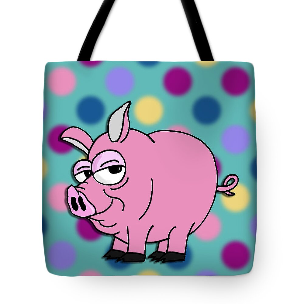 Children's Art Tote Bag featuring the mixed media Polka Dot Animals ...Sassy Pig by Kelly Mills