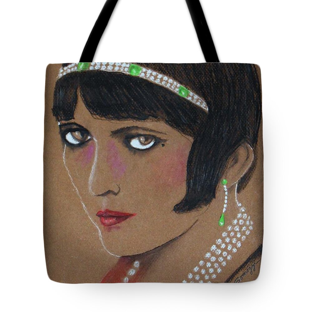Pola Negri Tote Bag featuring the drawing Pola Negri by Jayne Somogy