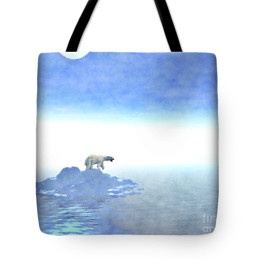 Polar Bear Tote Bag featuring the digital art Polar Bear On Iceberg by Phil Perkins
