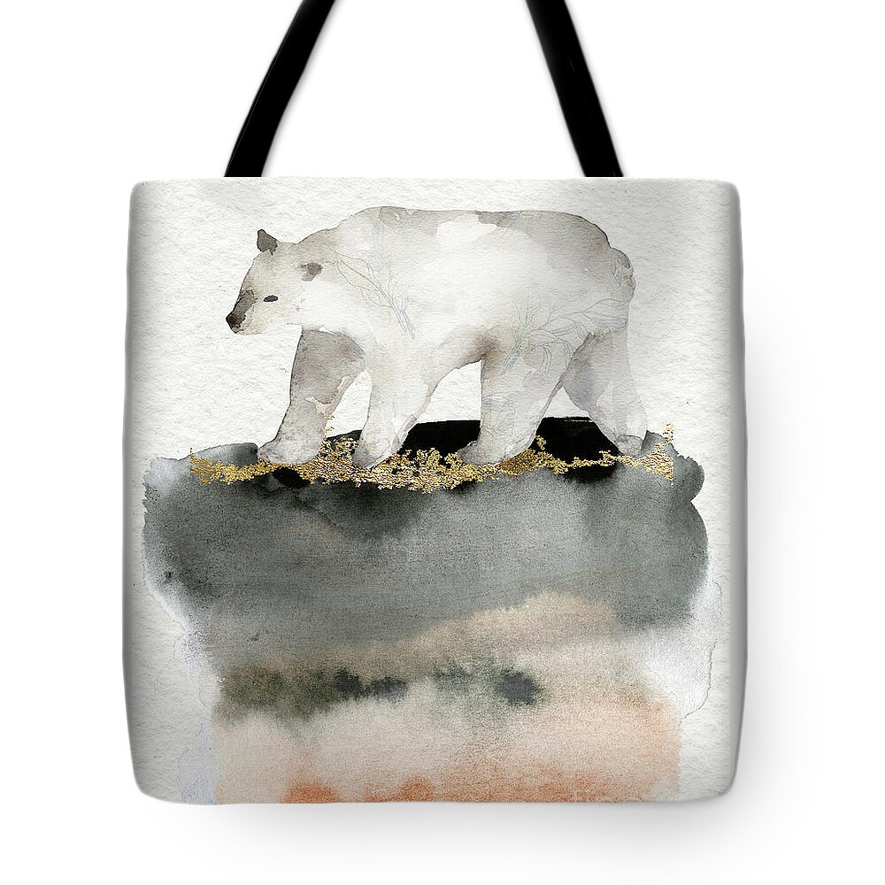 Polar Bear Tote Bag featuring the painting Polar Bear Watercolor Animal Painting by Garden Of Delights