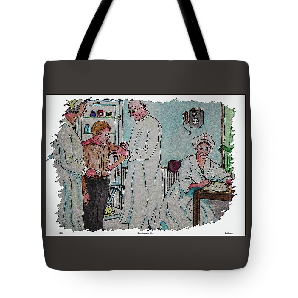 Polio Tote Bag featuring the painting Polio Vaccinations 1940s by Philip And Robbie Bracco