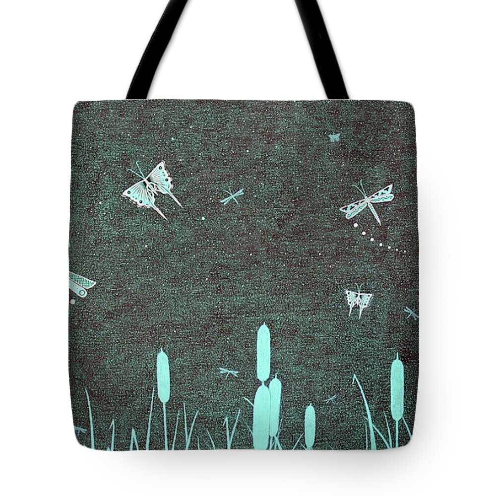 Ponds Tote Bag featuring the painting Pondering The Evening by Doug Miller