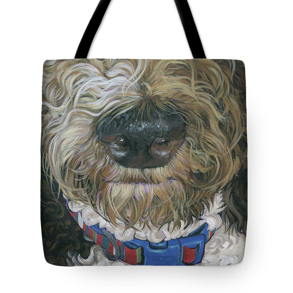 Poodle Tote Bag featuring the painting poodle Mask by Nadi Spencer