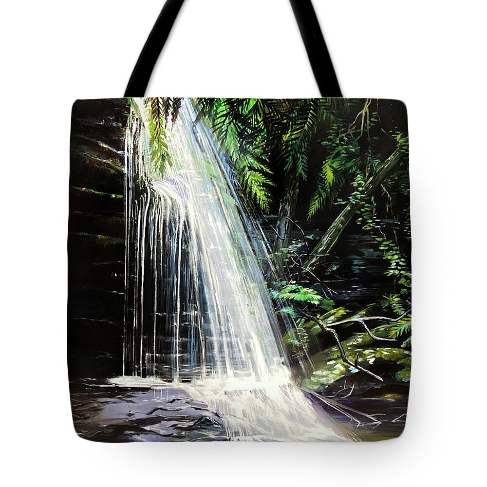 Dark Tote Bag featuring the painting Pool of Siloam by Shirley Peters