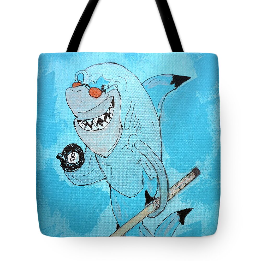 Acrylic Tote Bag featuring the mixed media Pool Shark by Brent Knippel