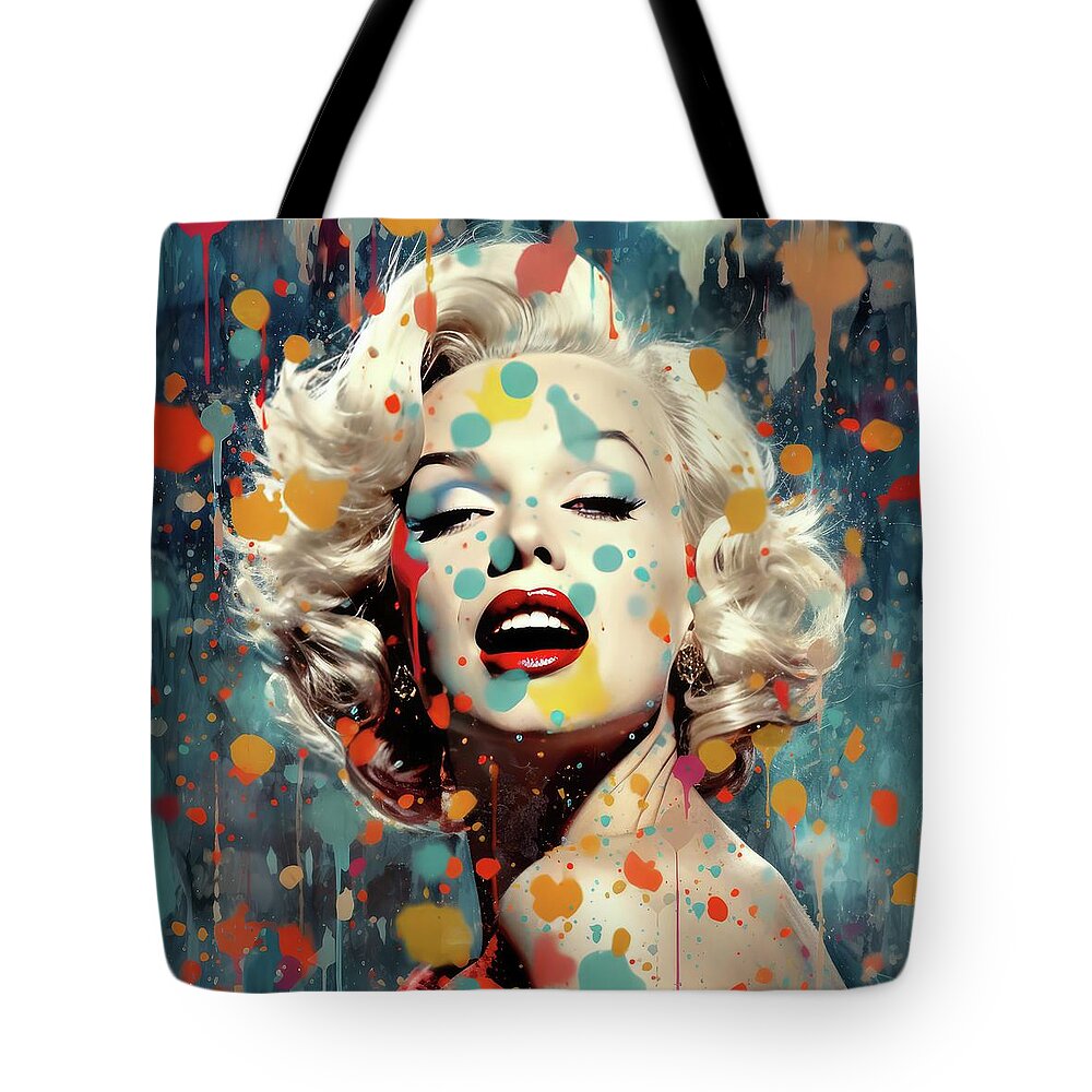 Marilyn Monroe Tote Bag featuring the digital art Pop Art Marilyn by Virginia Folkman