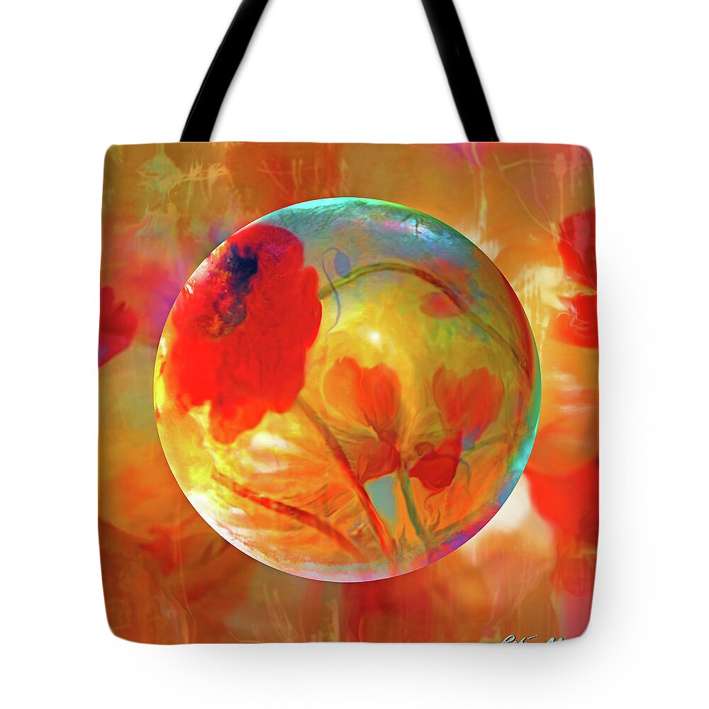  Poppies Tote Bag featuring the painting Pop Twombly by Robin Moline