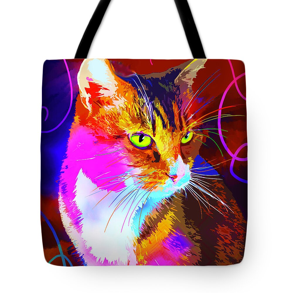 Popcat Tote Bag featuring the painting pOpCat Buddy by DC Langer