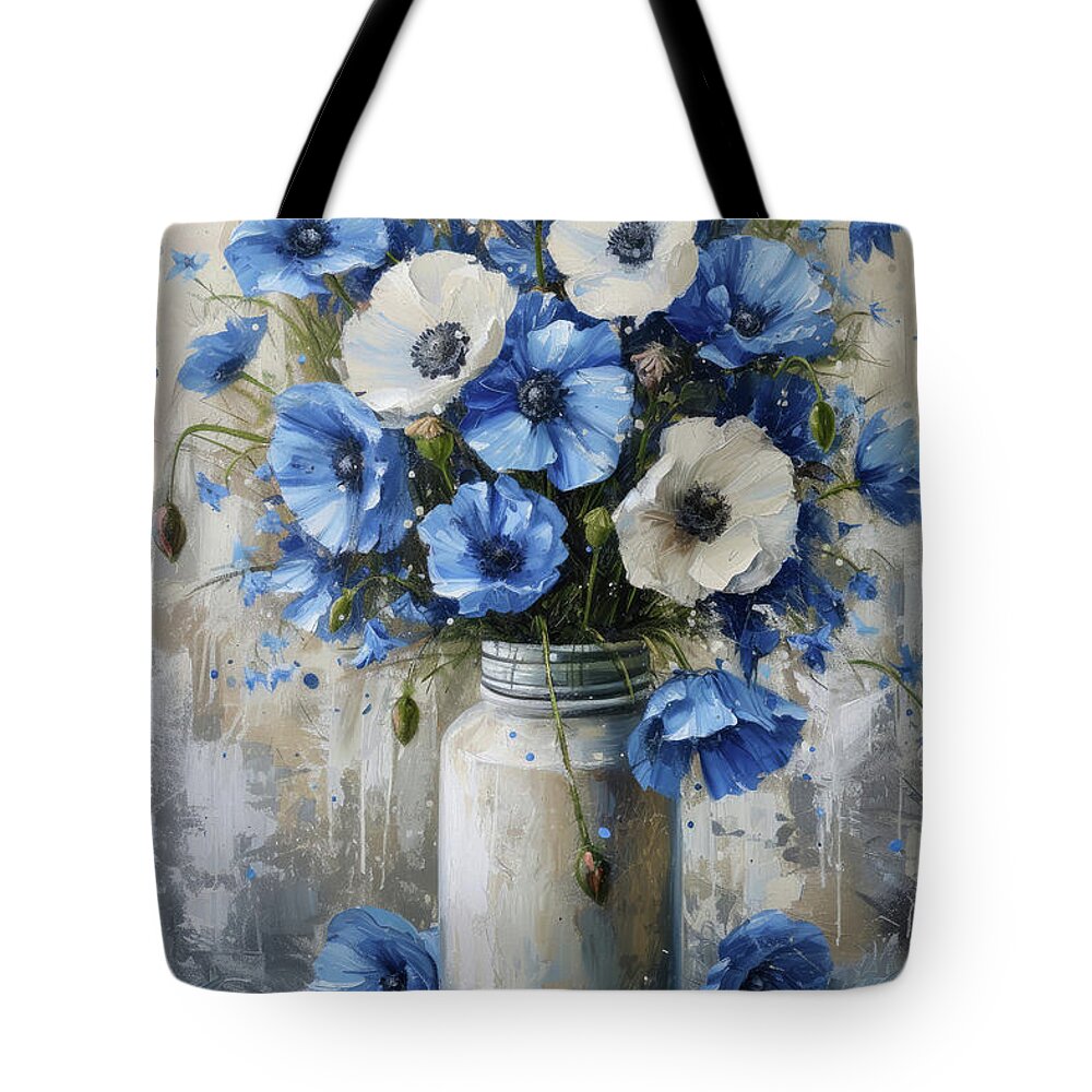 Poppy Flowers Tote Bag featuring the painting Poppies In A Jar by Tina LeCour