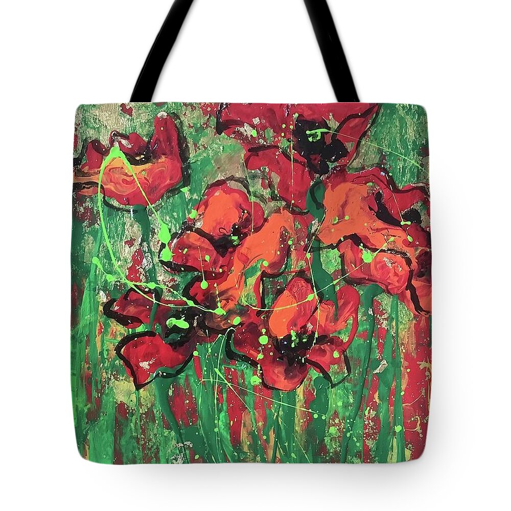 Poppies Tote Bag featuring the painting Poppies in the Sun by Elaine Elliott