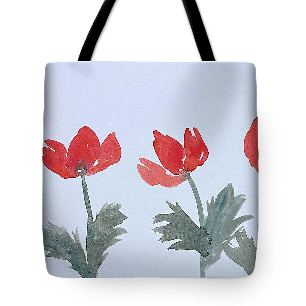 Poppies Tote Bag featuring the painting Poppies by Lisa Neuman