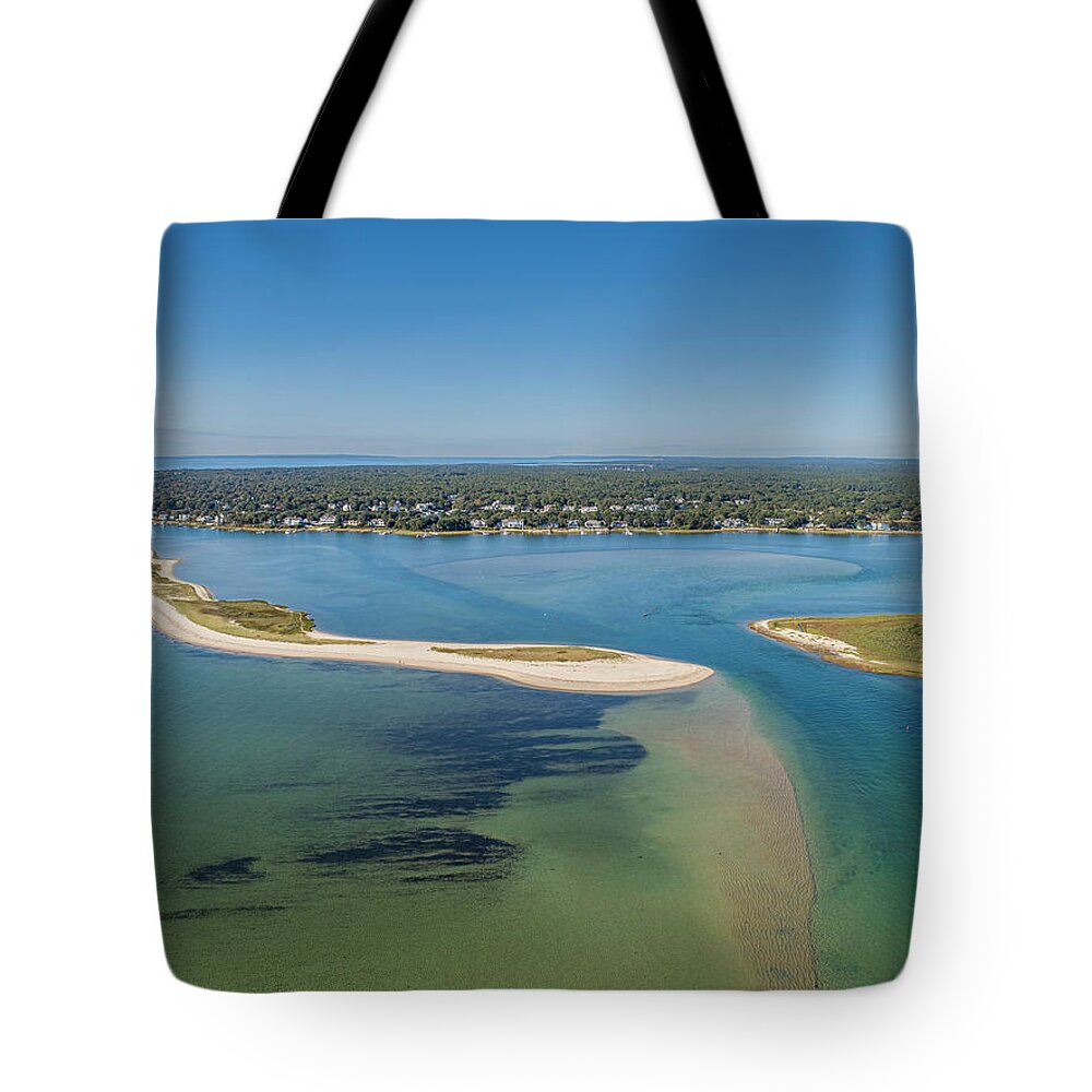 Mashpee Tote Bag featuring the photograph Popponesset Spit by Veterans Aerial Media LLC