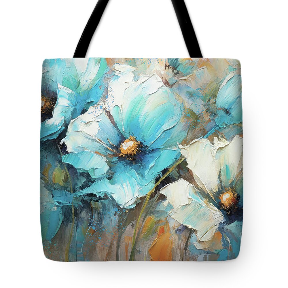 Poppy Tote Bag featuring the painting Blue Poppy Rapture by Tina LeCour