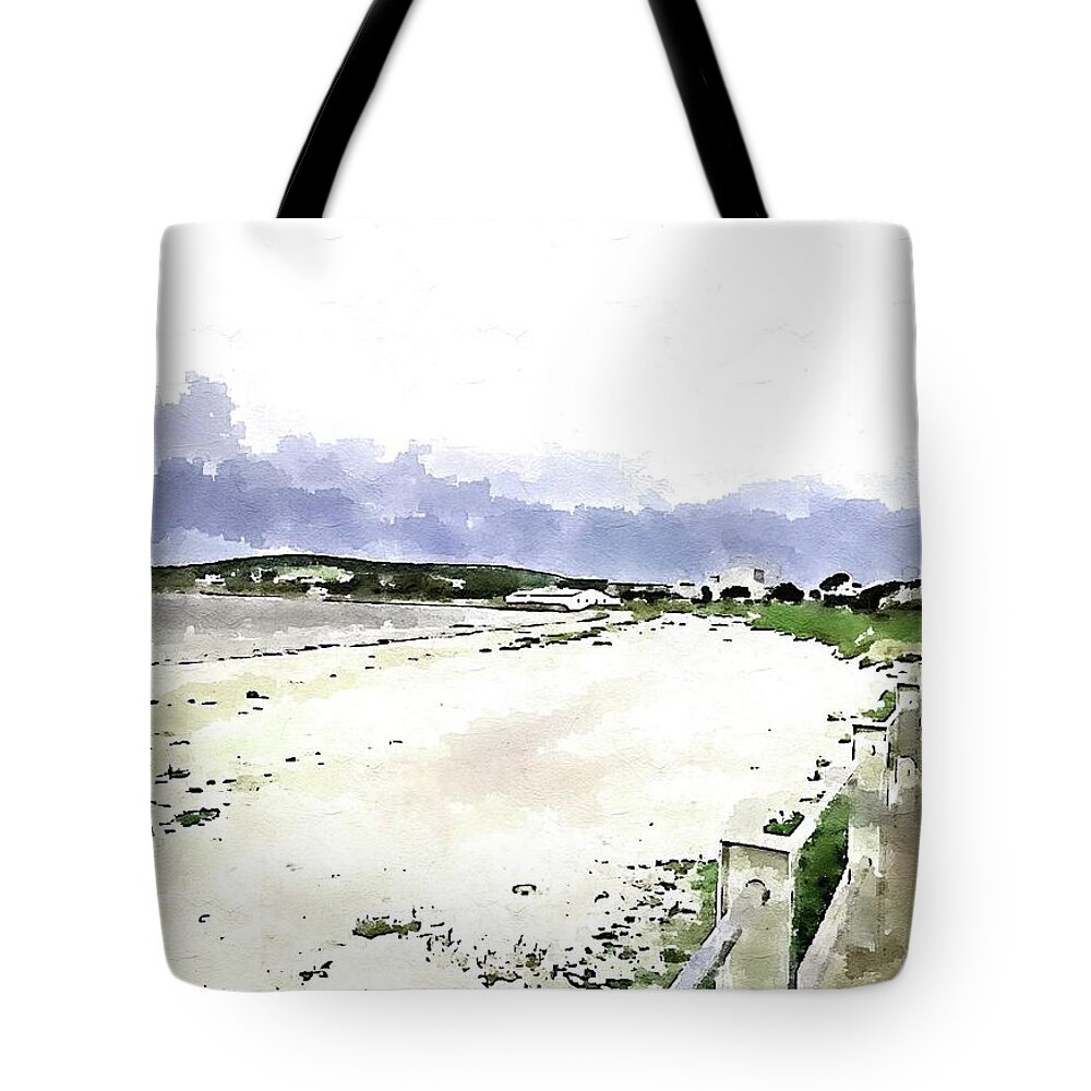 Portglenone Tote Bag featuring the digital art Portellen Beach, Islay by John Mckenzie
