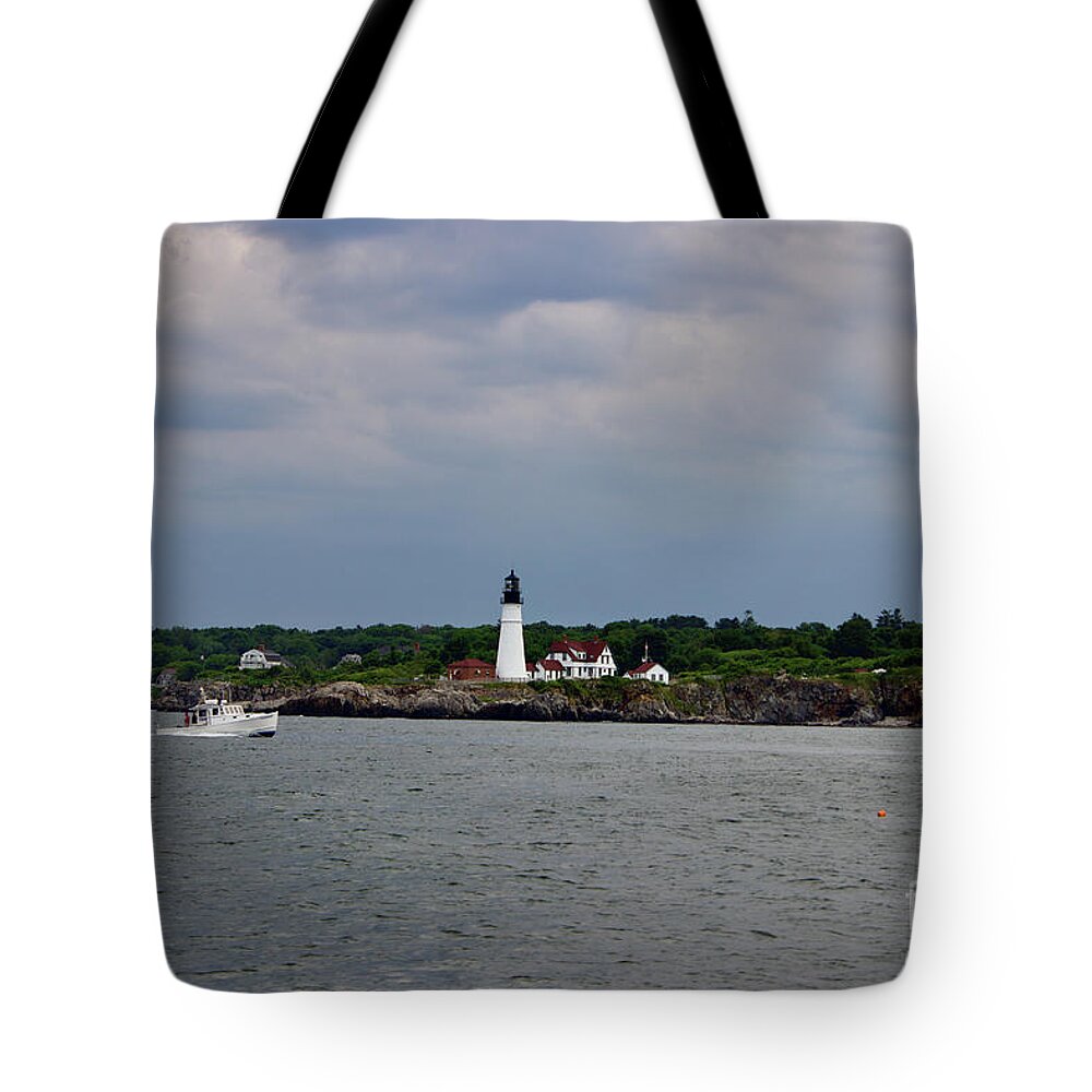 Portland Tote Bag featuring the pyrography Portland Headlight by Annamaria Frost