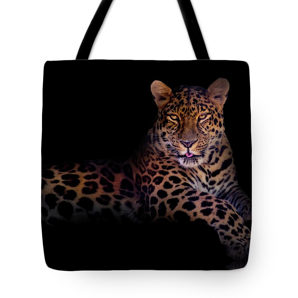Background Tote Bag featuring the photograph Portrait of a Leopard by Mark Andrew Thomas
