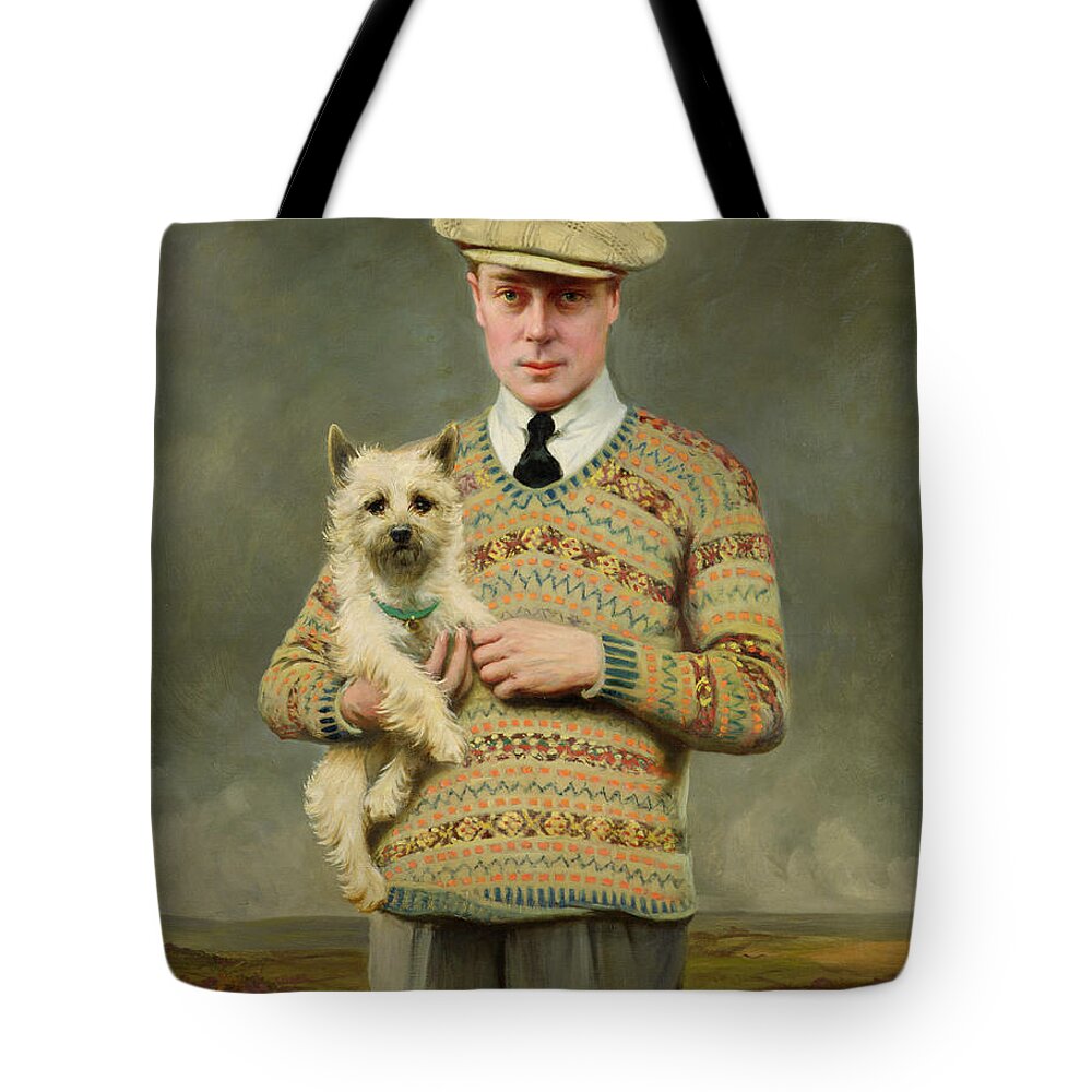 Dog Tote Bag featuring the painting Portrait of HRH The Prince of Wales, 1925 by John St Helier Lander