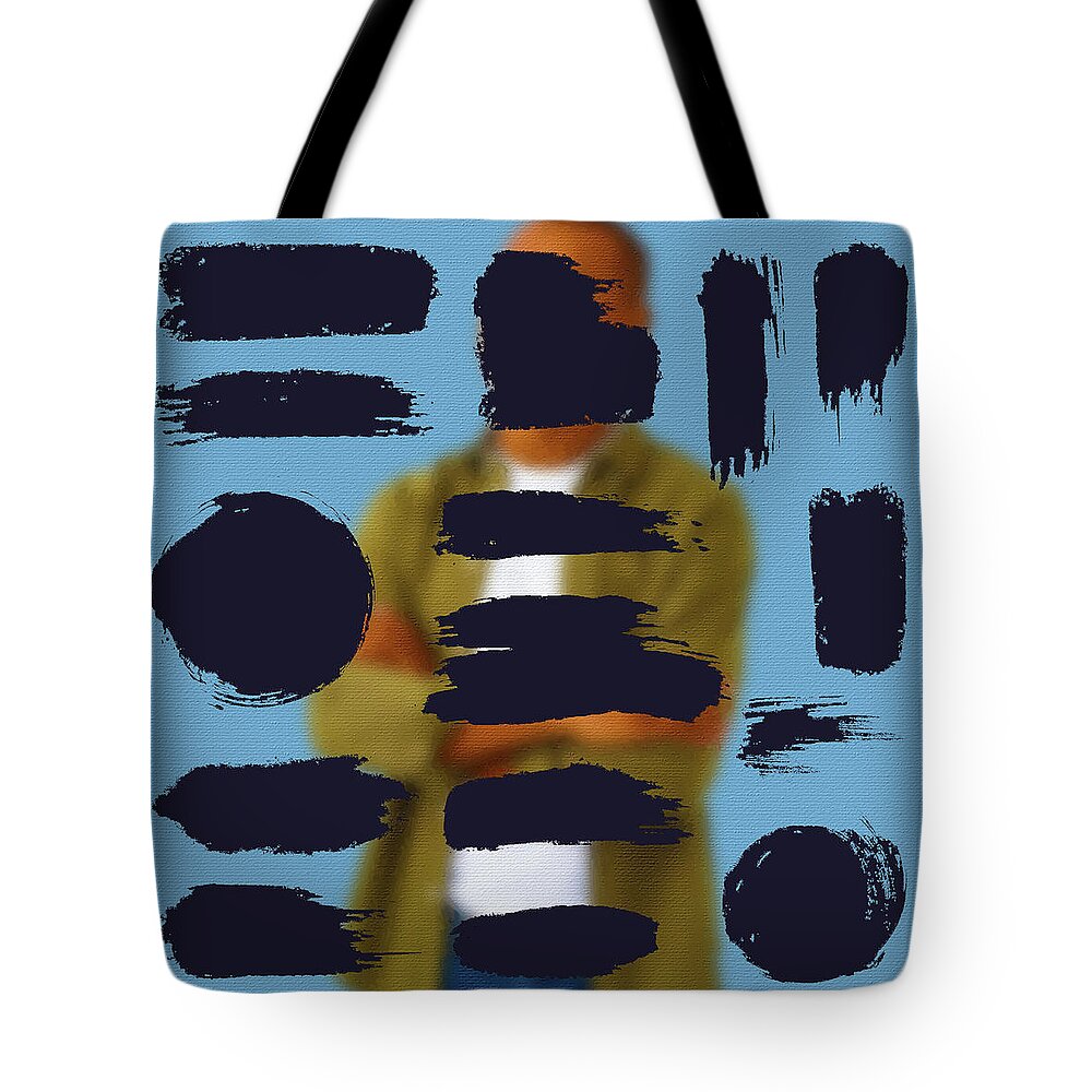 Man Tote Bag featuring the painting Portrait of smart, professional african-american man, standing w by Tony Rubino