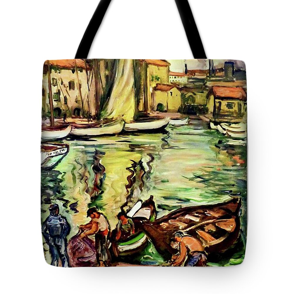 Provence Tote Bag featuring the digital art Ports of Provence by Long Shot