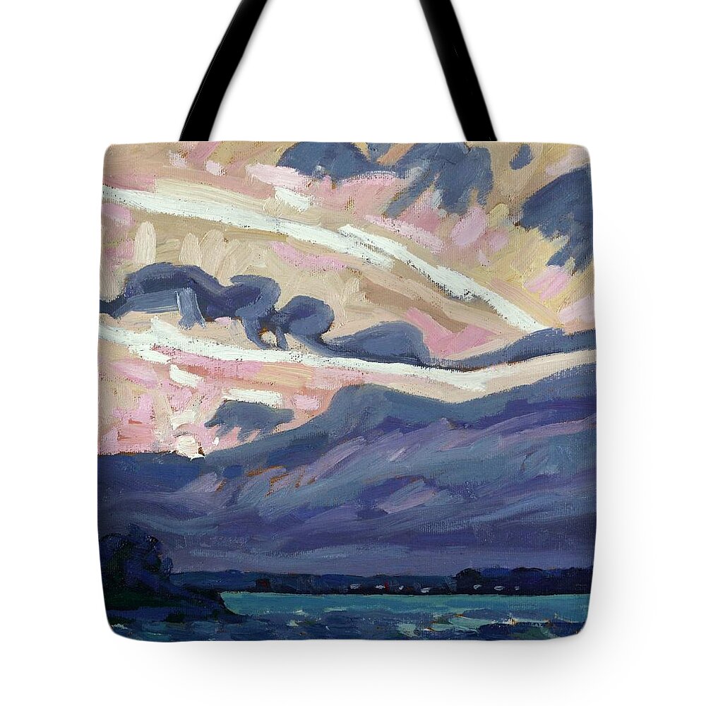 2021 Tote Bag featuring the painting Portsmouth Sunrise Weather by Phil Chadwick