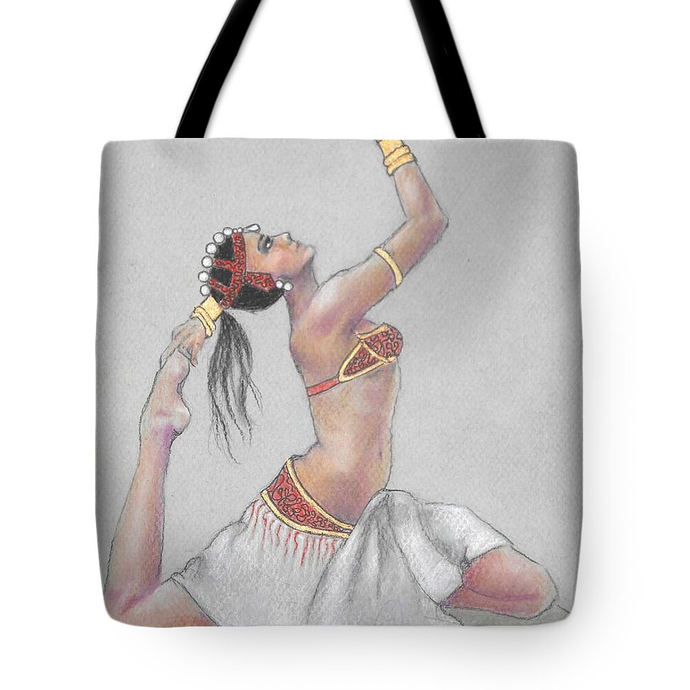 Belly Dancer Tote Bag featuring the drawing Pose Perfection by Jayne Somogy