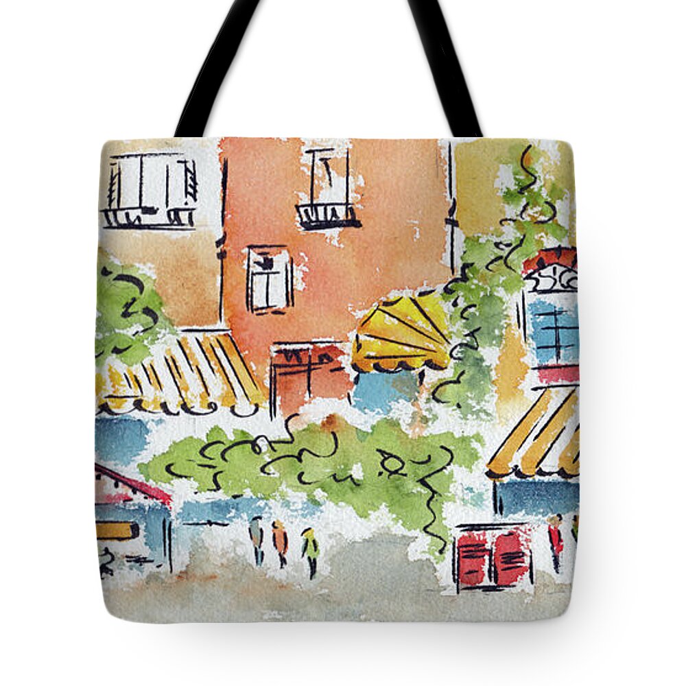 Impressionism Tote Bag featuring the painting Positano Promenade by Pat Katz