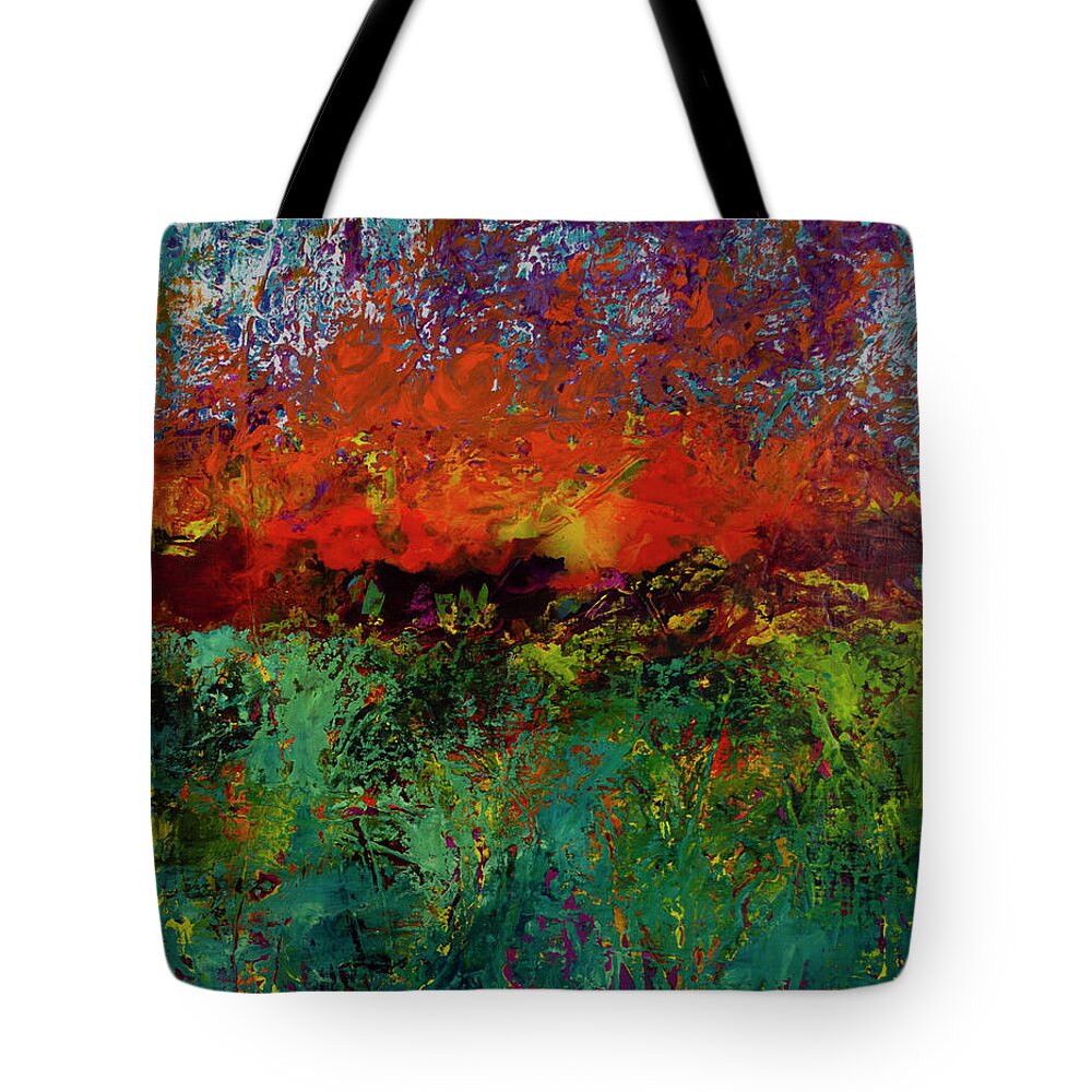 Fire Tote Bag featuring the painting Prairie Fire by Robin Valenzuela