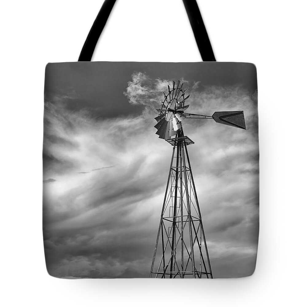 Prairie Tote Bag featuring the photograph Prairie Windmill by Bob Falcone