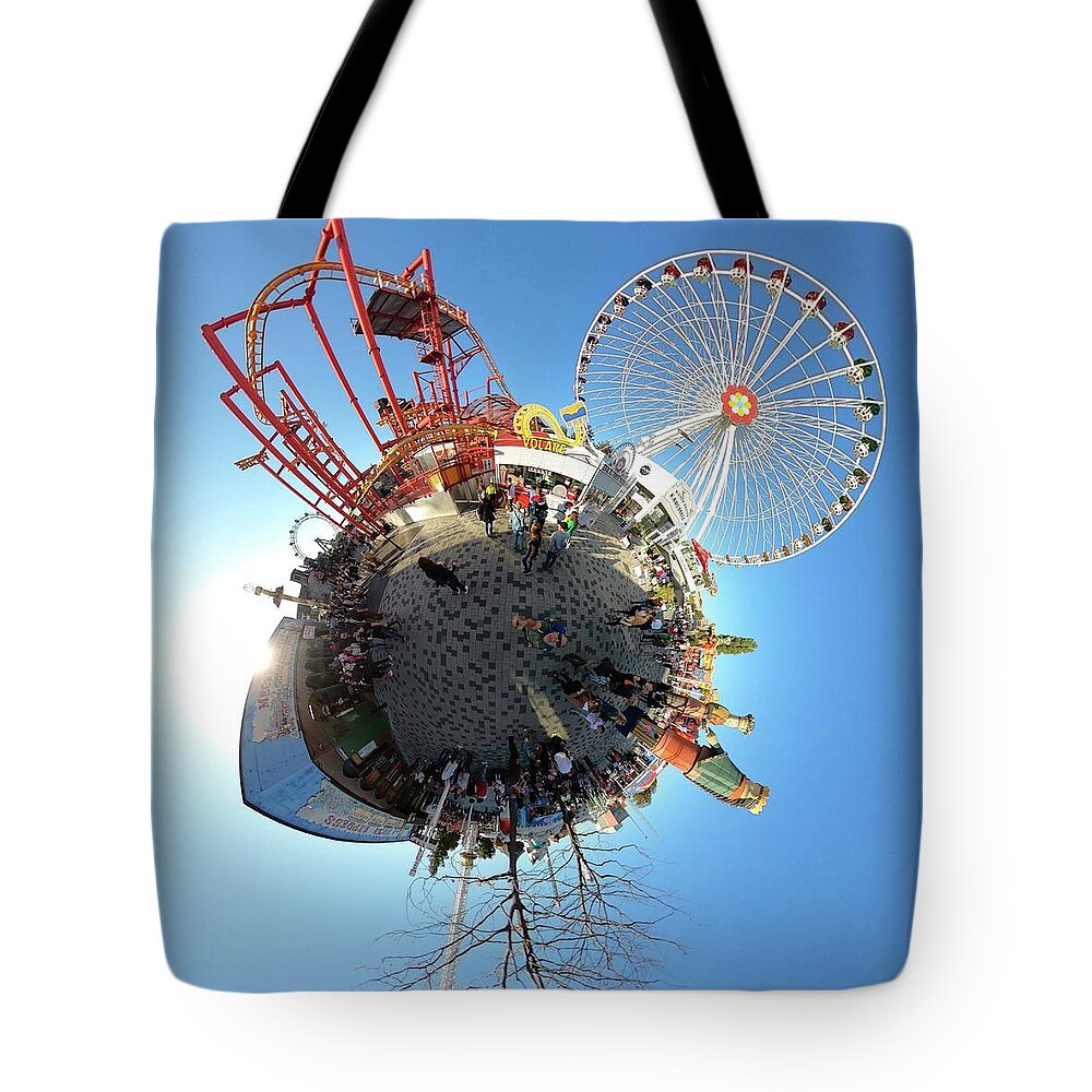 Vienna Tote Bag featuring the photograph Prater Amusement Park Tiny Planet - Vienna - Austria by Bruce Friedman