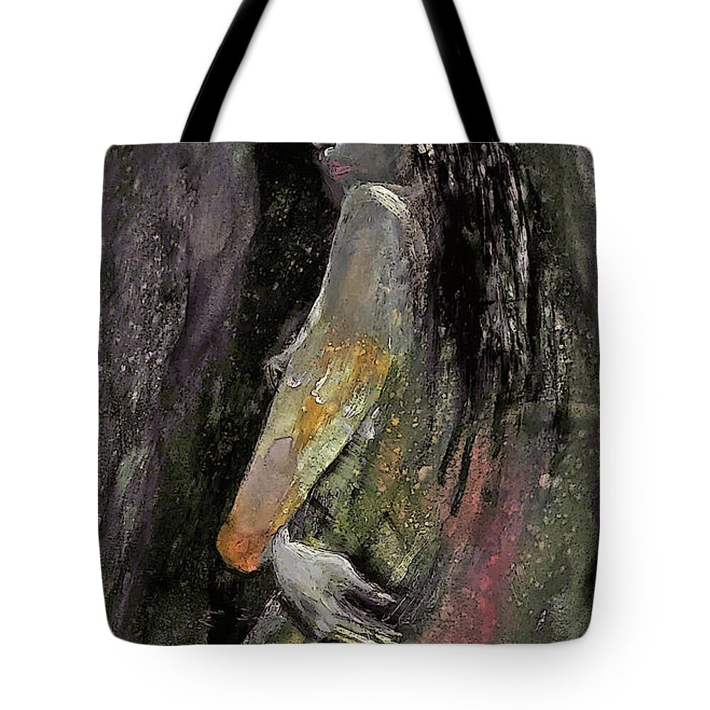 Fear Tote Bag featuring the painting Pray For Her Painting by Lisa Kaiser