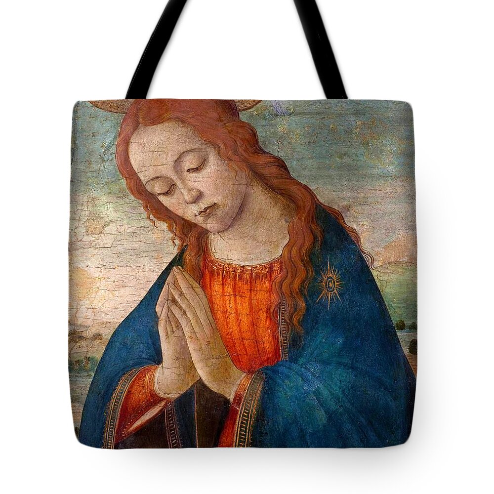 Praying Madonna Tote Bag featuring the painting Praying Madonna by Sandro Botticelli