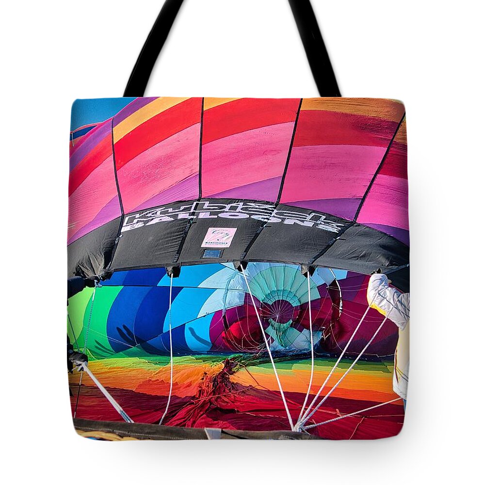 Hot Air Balloons Tote Bag featuring the photograph Preparing the balloon - AIBF 7 by Segura Shaw Photography