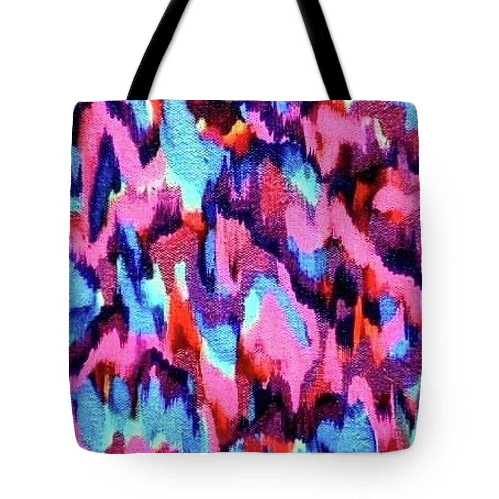 Preppy Tote Bag featuring the painting Preppy Ikat by LaToya Cole