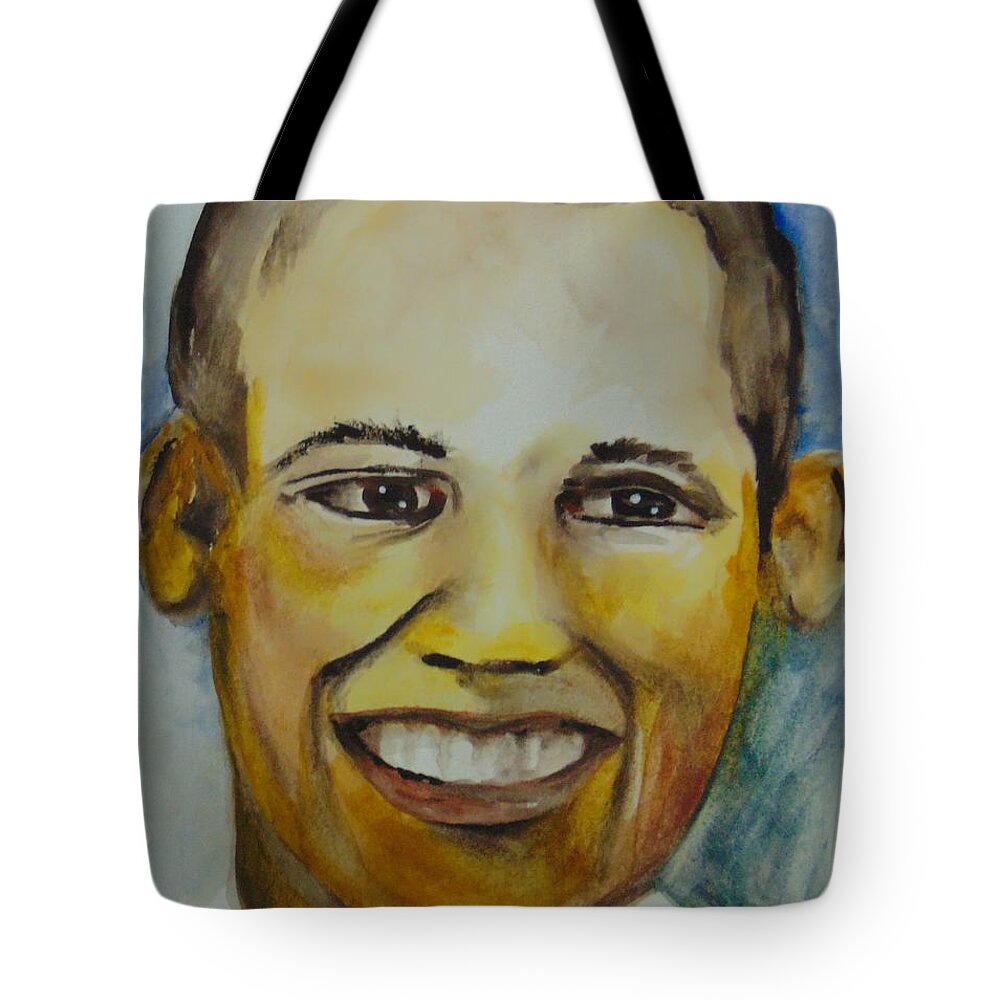 Politics Tote Bag featuring the painting President Barack Obama by Saundra Johnson
