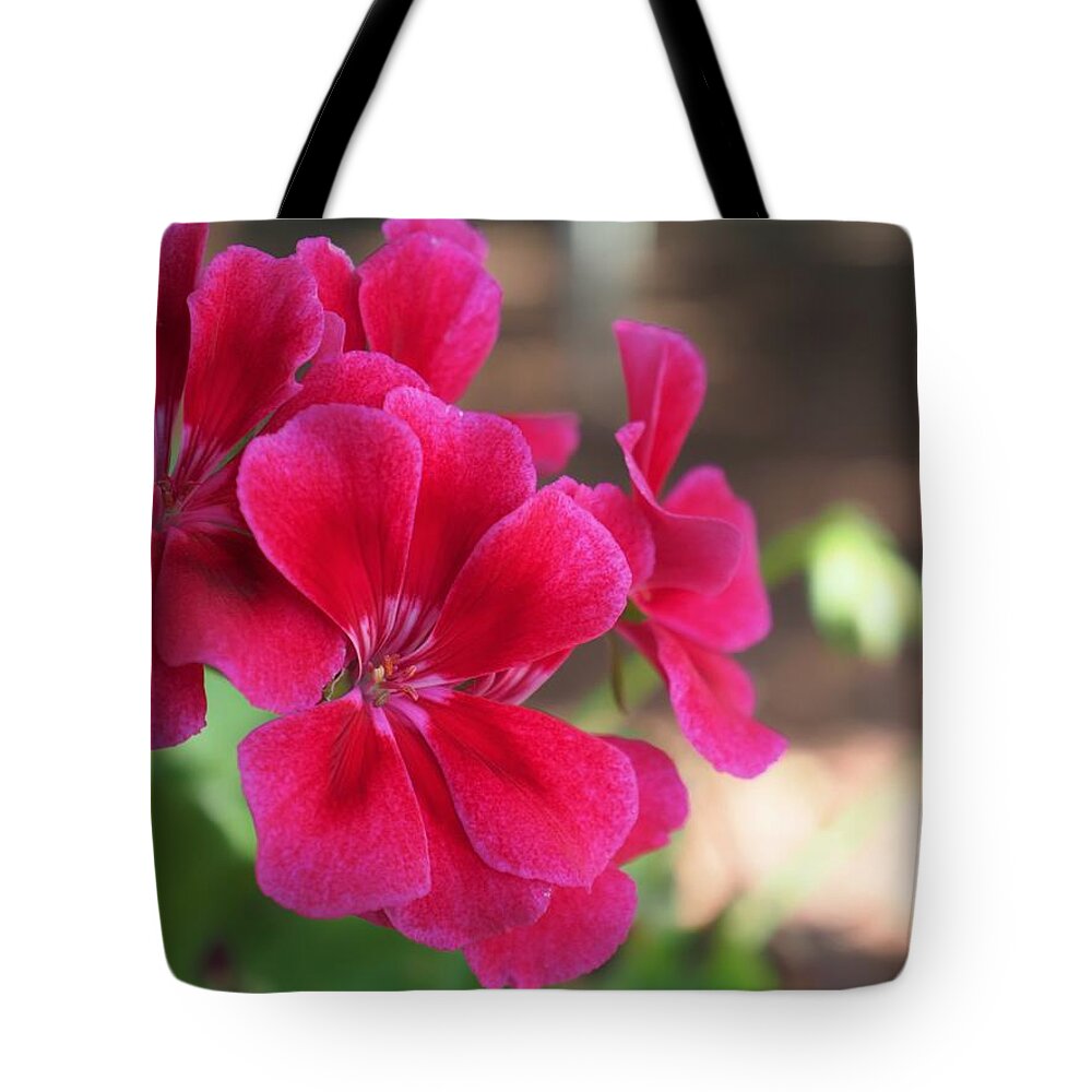 Red Tote Bag featuring the photograph Pretty Flower 5 by C Winslow Shafer