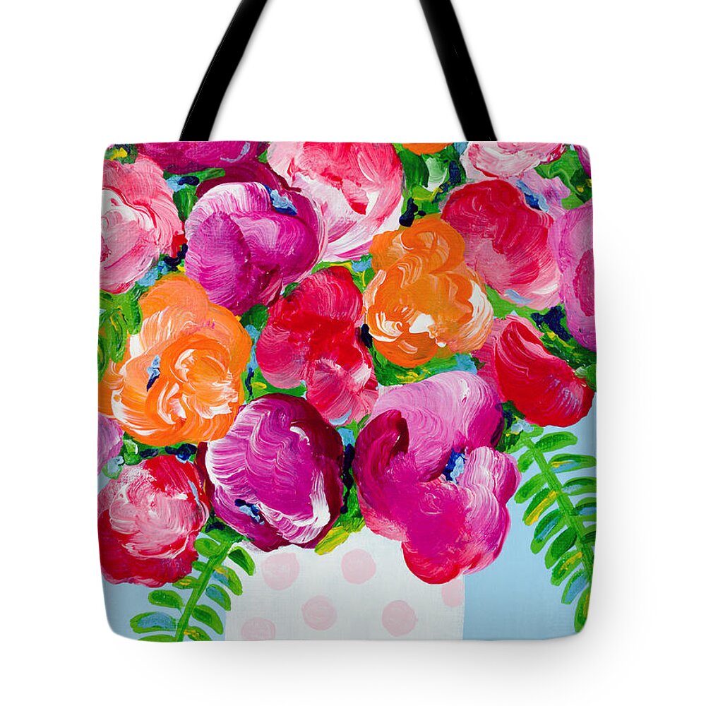 Floral Bouquet Tote Bag featuring the painting Pretty in Pink by Beth Ann Scott