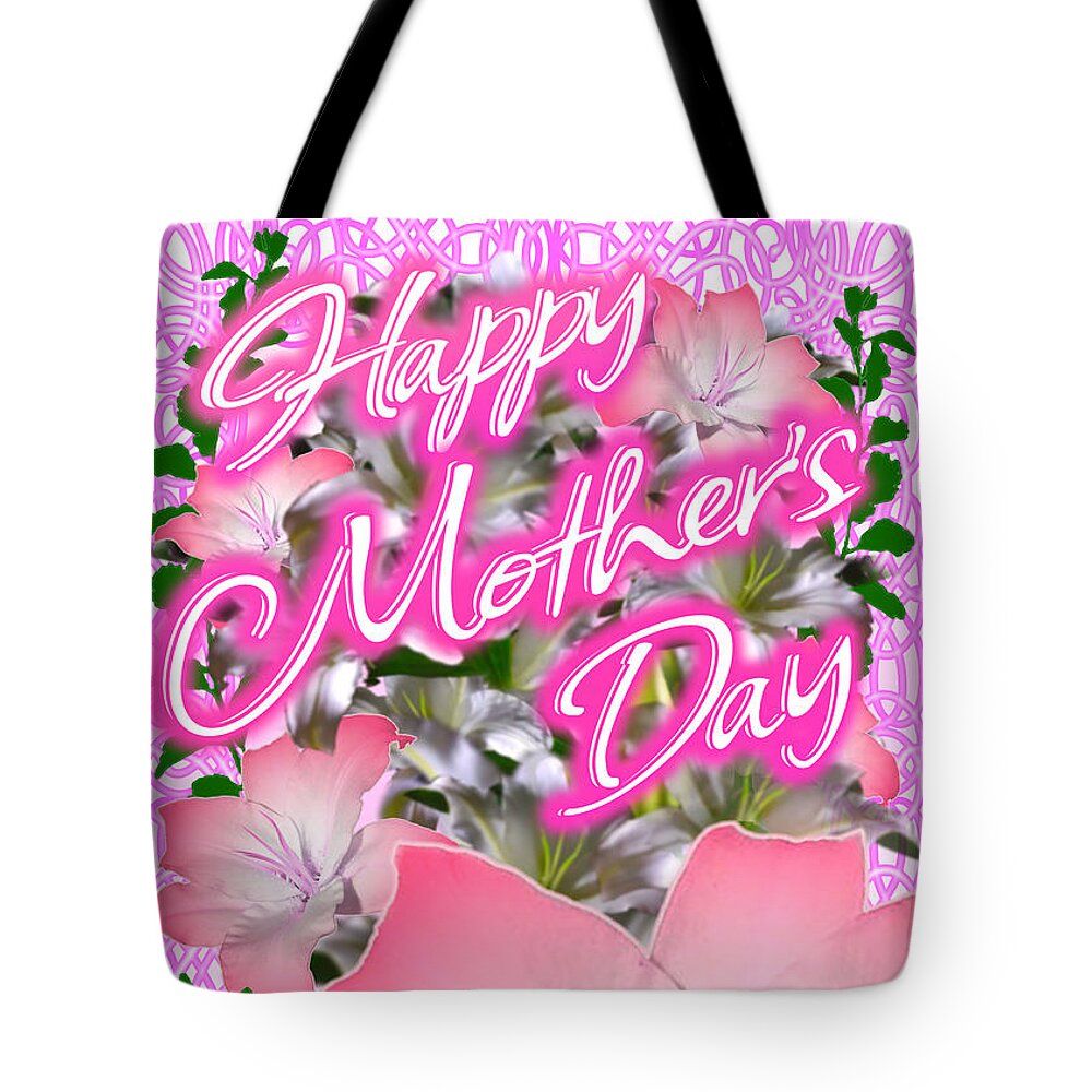 Pretty Tote Bag featuring the digital art Pretty Pink Mother's Day Cards by Delynn Addams