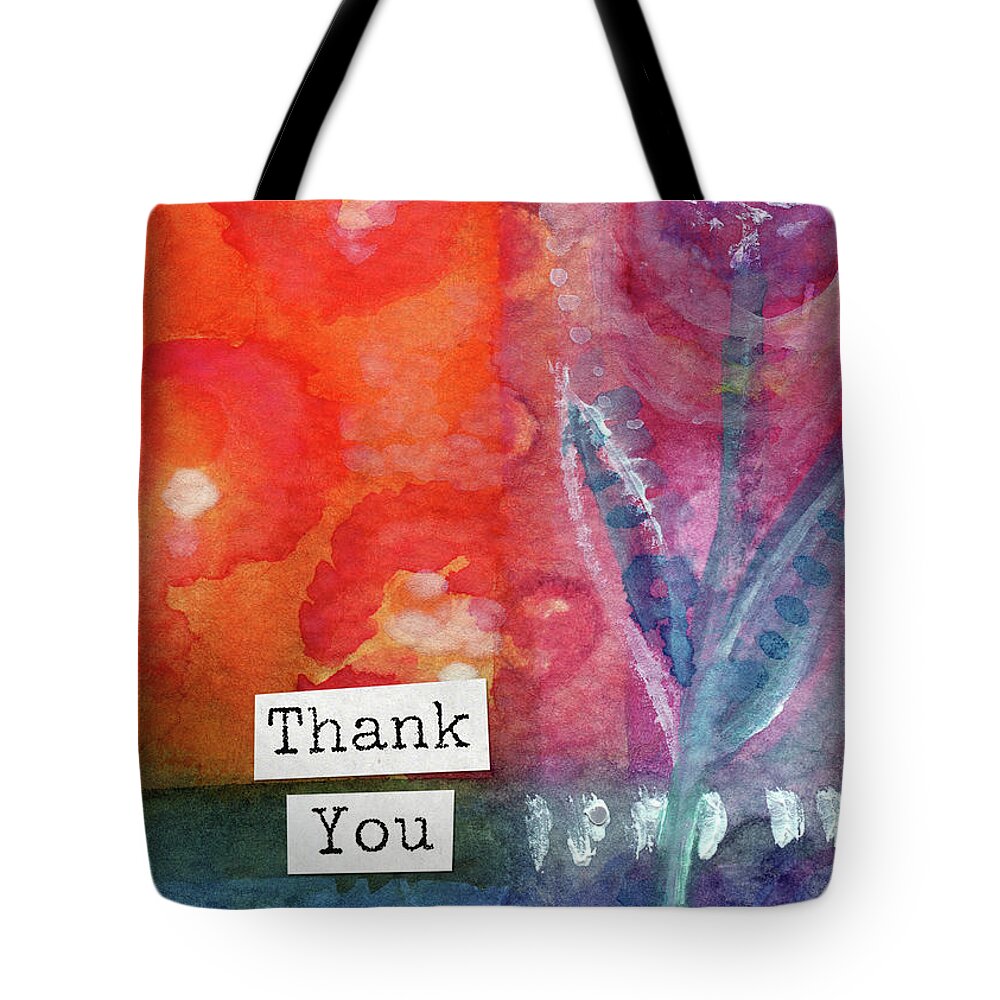 Thank You Tote Bag featuring the mixed media Pretty Thank You Floral- Art by Linda Woods by Linda Woods