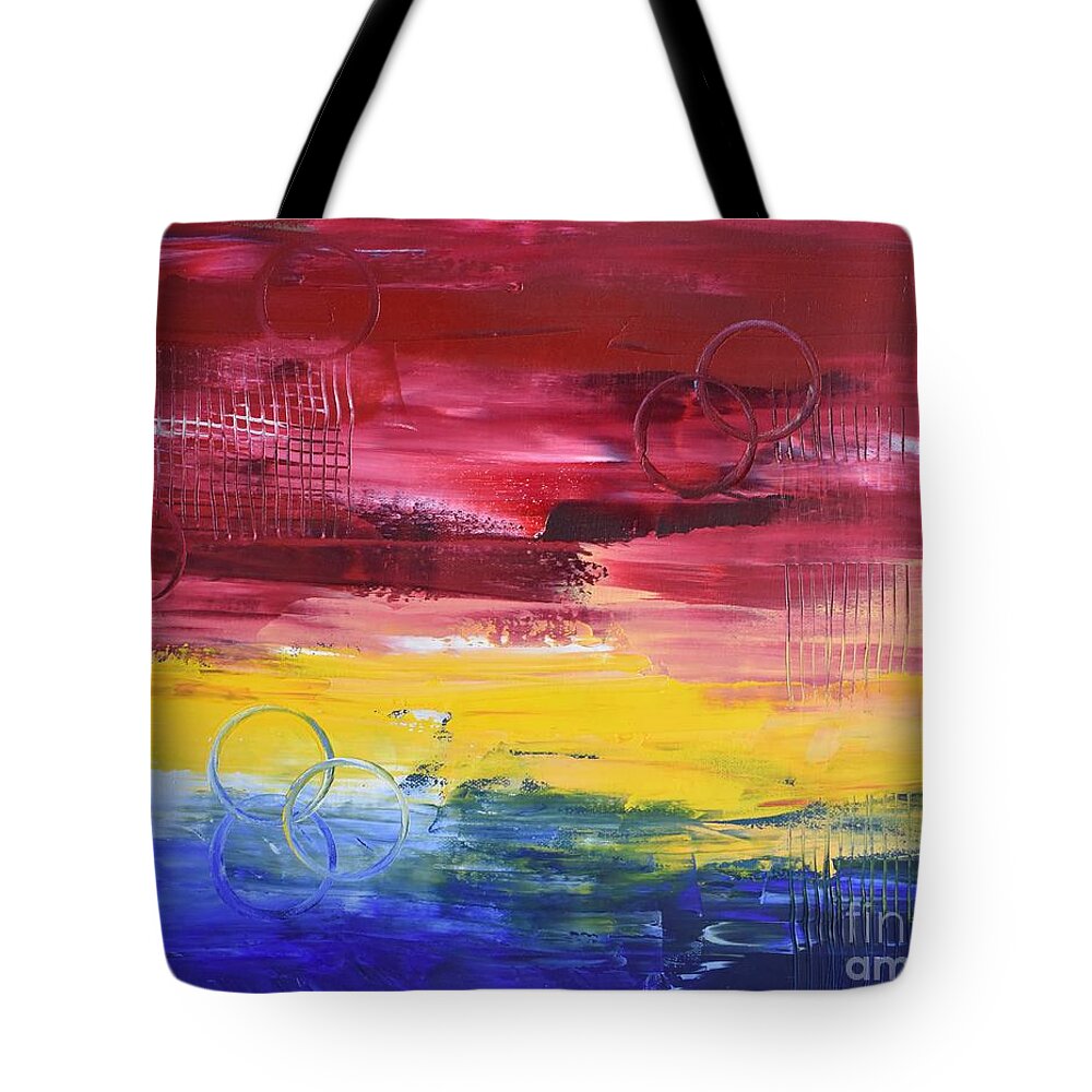 Abstract Tote Bag featuring the painting Primary Love by Monika Shepherdson