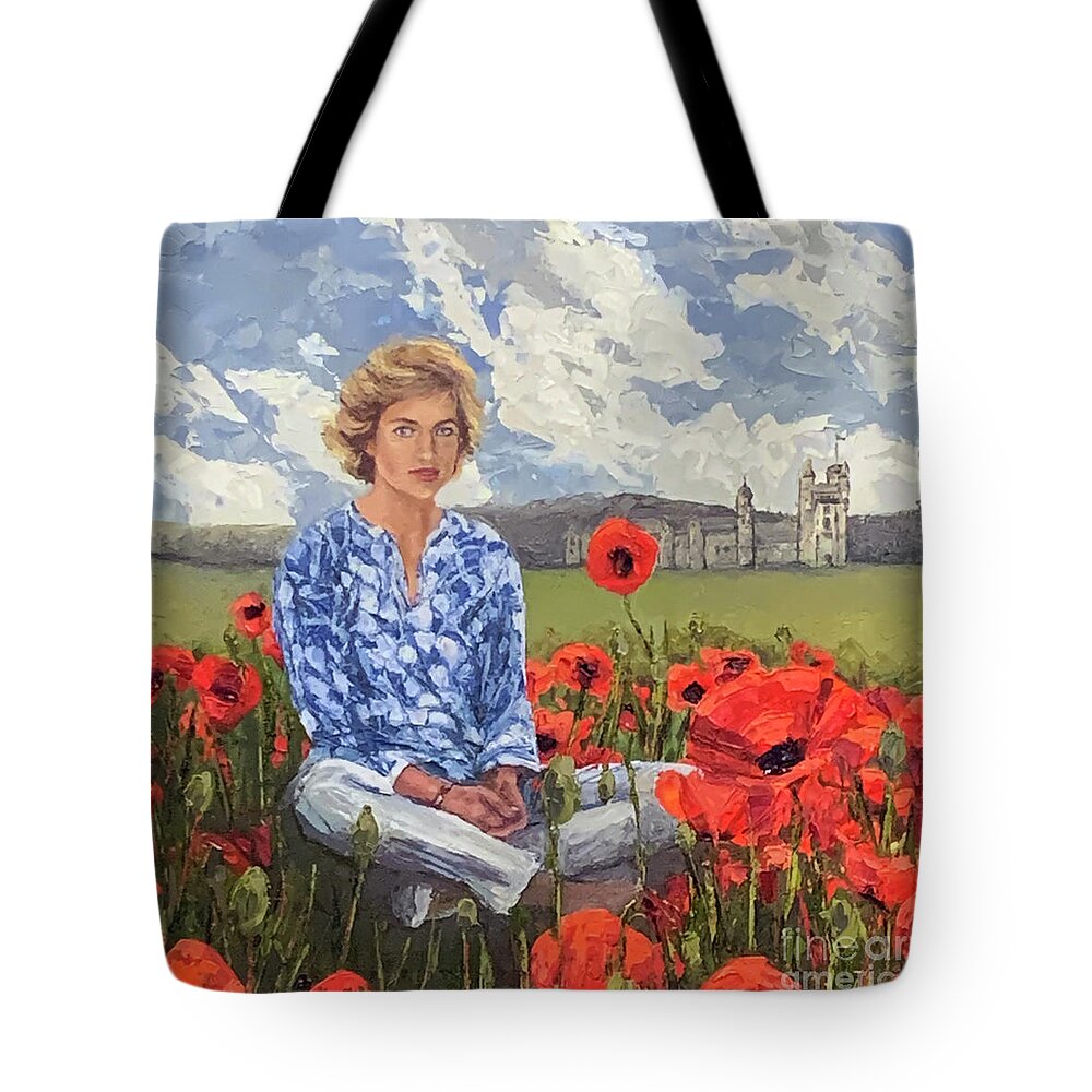 Princess Diana Tote Bag featuring the painting Princess Diana, 2019 by PJ Kirk
